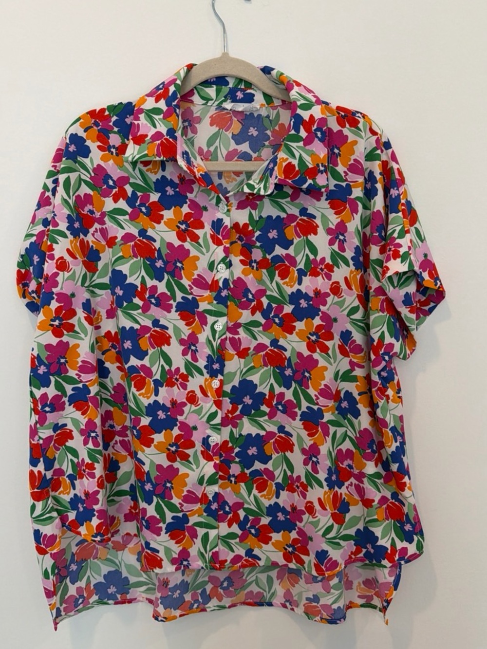 Emily Wonder Floral Short-Sleeve Button-Up Shirt - Multicolor